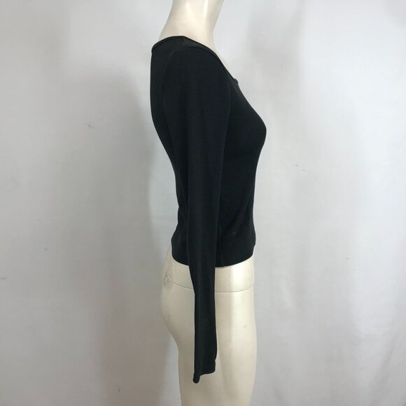 PACT - WOMEN'S SMALL - BLACK LONG SLEEVE ROUND NECK ORGANIC COTTON BLEND TOP - Picture 4 of 8